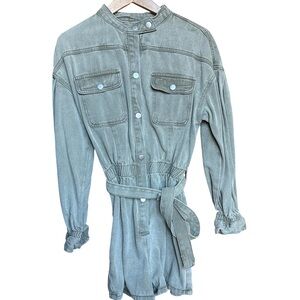 Boohoo utility long-sleeved playsuit (romper) in a khaki color. 